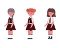 Girls kids cartoons with uniforms vector design