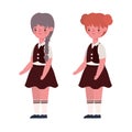 Girls kids cartoons with uniforms vector design