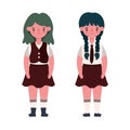 Girls kids cartoons with uniforms vector design