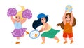 Girls Kids Playing Sport Game And Dancing Vector Royalty Free Stock Photo