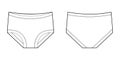 Girls knickers technical sketch. Children`s underpants. Casual panties isolated template