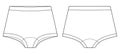 Girls knickers technical sketch illustration. Children`s underpants. Casual panties isolated template