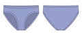 Girls knickers technical sketch illustration. Cool blue color. Children`s underpants