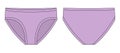 Girls knickers technical sketch illustration. Pastel purple color. Children`s underpants