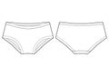 Girls knickers technical sketch. Lady lingerie. Female white underpants.