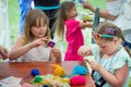 Girls at knitting workshop