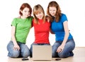 Girls with a laptop Royalty Free Stock Photo
