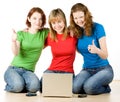 Girls with a laptop Royalty Free Stock Photo