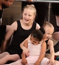 Girls Laughing at Ballet Class Royalty Free Stock Photo