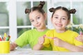 Girls on lesson of art Royalty Free Stock Photo