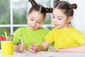 Girls on lesson of art Royalty Free Stock Photo