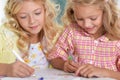 Girls on lesson of art Royalty Free Stock Photo