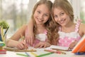 Girls on lesson of art Royalty Free Stock Photo