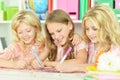 Girls on lesson of art Royalty Free Stock Photo