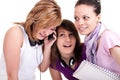 Girls listening to mobile curiously