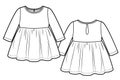 Girls long sleeves dress , fashion technical draw.