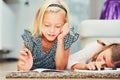 Girls writing homework Royalty Free Stock Photo