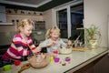 Girls making muffins