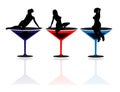 Girls and Martini Glasses Royalty Free Stock Photo