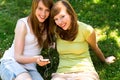 Girls with mp3 player Royalty Free Stock Photo