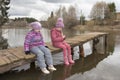 Girls near the lake