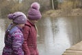 Girls near the lake