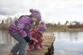 Girls near the lake