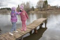 Girls near the lake