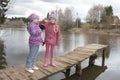 Girls near the lake