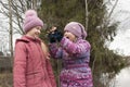 Girls near the lake