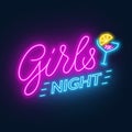 Girls Night out neon lettering on dark background Royalty Free Stock Photo