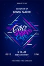 Girls Night Out Party Invitation with Cocktail Glass Royalty Free Stock Photo