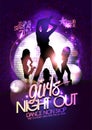 Girls night out party poster or web banner with dancing girls silhouettes Royalty Free Stock Photo