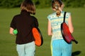 Girls off to play tennis Royalty Free Stock Photo