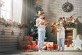 Girls opening gifts Royalty Free Stock Photo