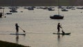 Girls paddle boarding on the Exe estuary in Devon UK