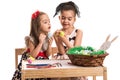 Girls painting Easter eggs Royalty Free Stock Photo