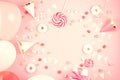 Girls party accessories over the pink background Royalty Free Stock Photo