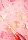 Girls party accessories over the pink background. Invitation, birthday, bachelorette party concept Royalty Free Stock Photo