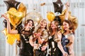 Girls party festive event balloons confetti Royalty Free Stock Photo