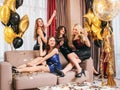 Girls party fun posing festive evening look Royalty Free Stock Photo