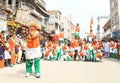 Girls performs stunt on road in Beawar, India