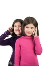 Girls with phones Royalty Free Stock Photo