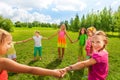 Girls play in the park