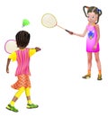 2 girls playing badminton Royalty Free Stock Photo