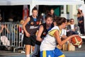 Girls playing basketball