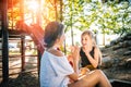 Girls playing Hand Clapping Game Royalty Free Stock Photo