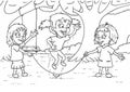 Girls playing jump rope cartoon Royalty Free Stock Photo