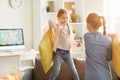 Girls Playing Pillow Fight Royalty Free Stock Photo
