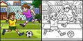 Girls Playing Soccer Coloring Page Illustration Royalty Free Stock Photo